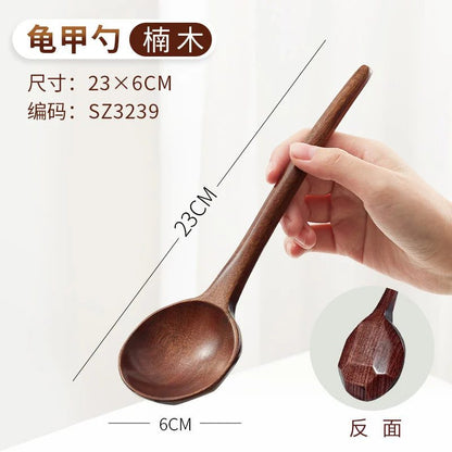 Japanese Wooden Soup Spoons with Long Handle