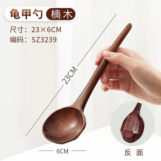 Japanese Wooden Soup Spoons with Long Handle