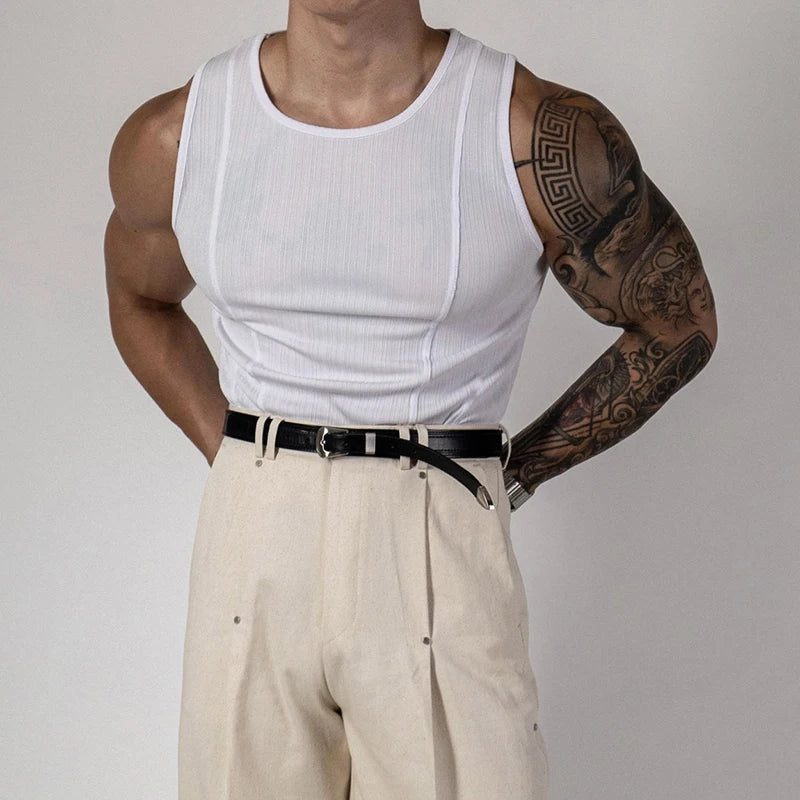 2024 Men's Ribbed Sleeveless Muscle Tank Top