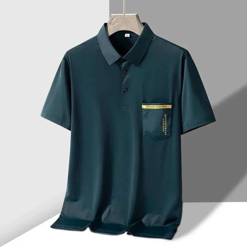 Men's Elastic Short Sleeve Pocket Polo