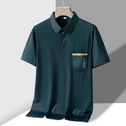 Men's Elastic Short Sleeve Pocket Polo