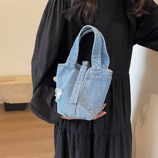 2023 Small Denim Bucket Bag for Women