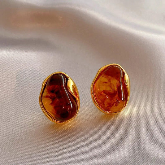 Amber Geometric Stud Earrings for Women