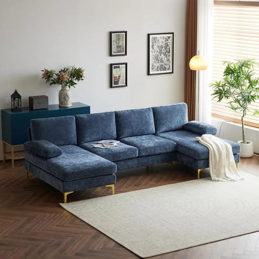 Spacious U-Shape Convertible Sectional Sofa 110”