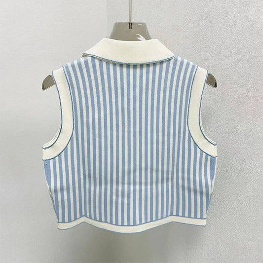 Cropped Striped Polo T-Shirt for Women