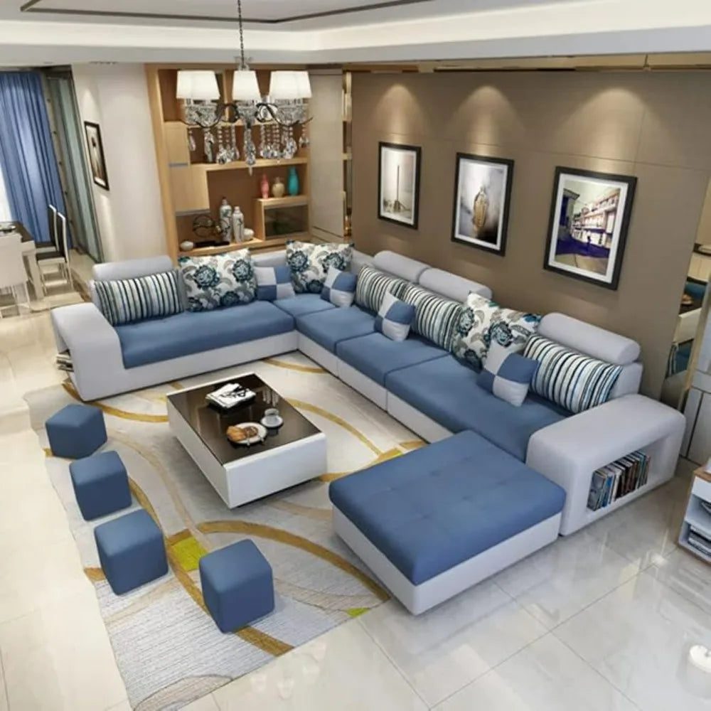 Luxury 7-Seater Dark Grey Living Room Sofa