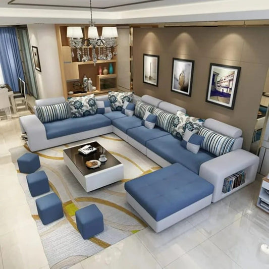 Luxury 7-Seater Dark Grey Living Room Sofa