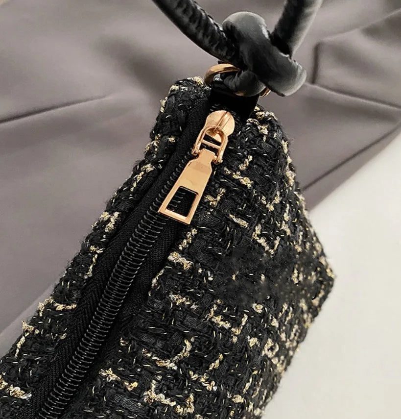 Luxury Woolen Plaid Crossbody Bag for Parties