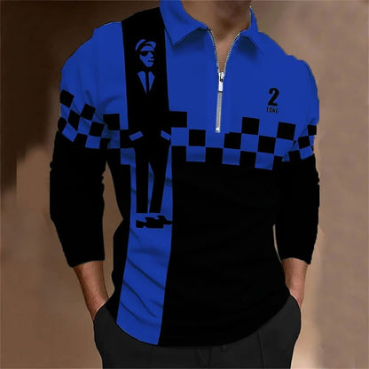 Men's 3D Printed Chess Card Golf Polo