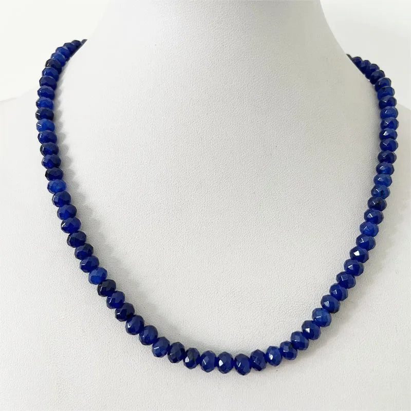 Luxury Blue Sapphire Faceted Necklace for Women