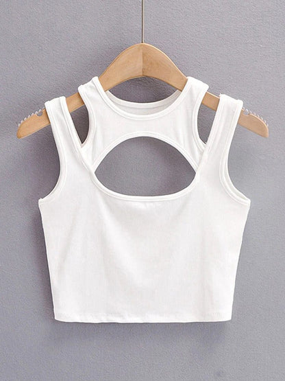 Women Sexy Solid Color Crop Tops Set