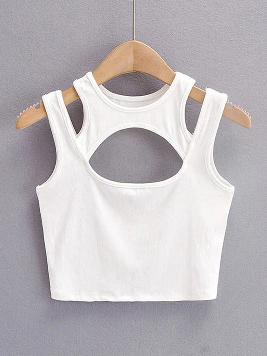 Women Sexy Solid Color Crop Tops Set