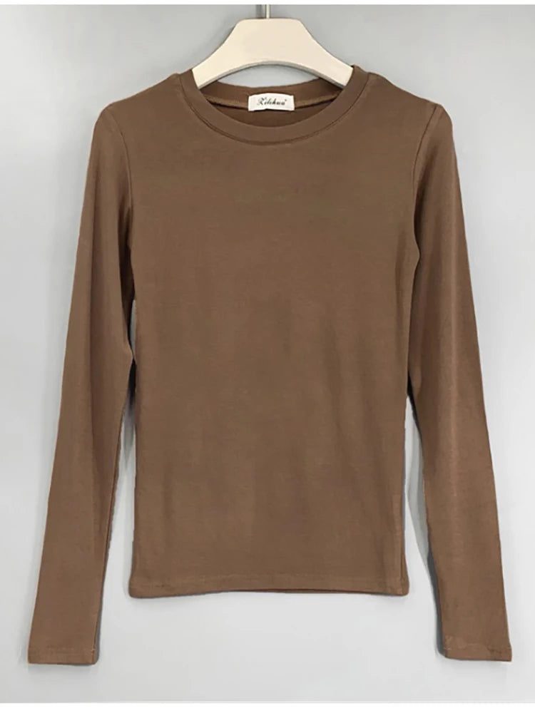 Trendy Long Sleeve Cotton T-Shirts for Women