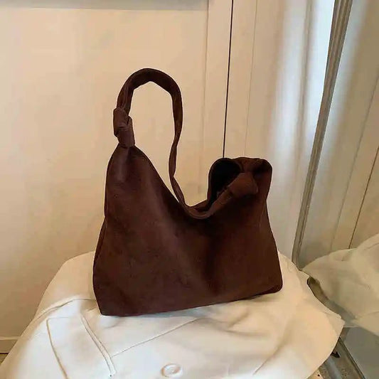2024 Vintage Brown Suede Shoulder Tote Bag