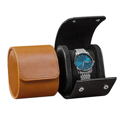 Portable Leather Watch Case for Travel Storage