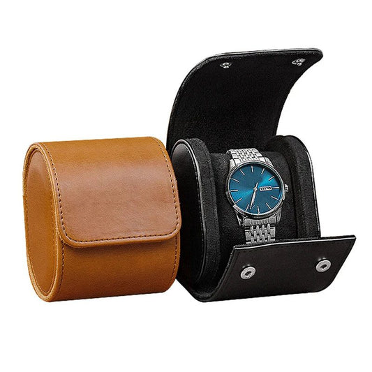 Portable Leather Watch Case for Travel Storage