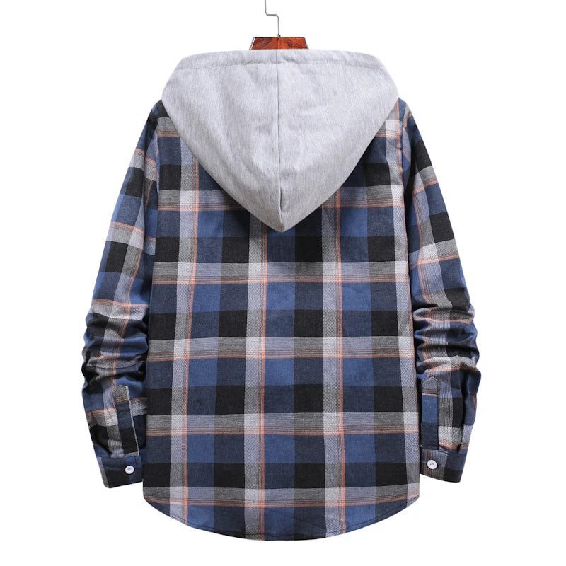 Men's Plaid Flannel Hooded Shirt Jacket