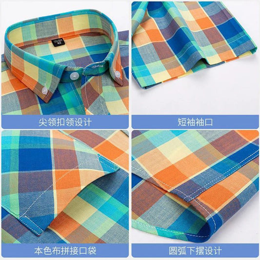 Men's Short Sleeve Plaid Flannel Shirt