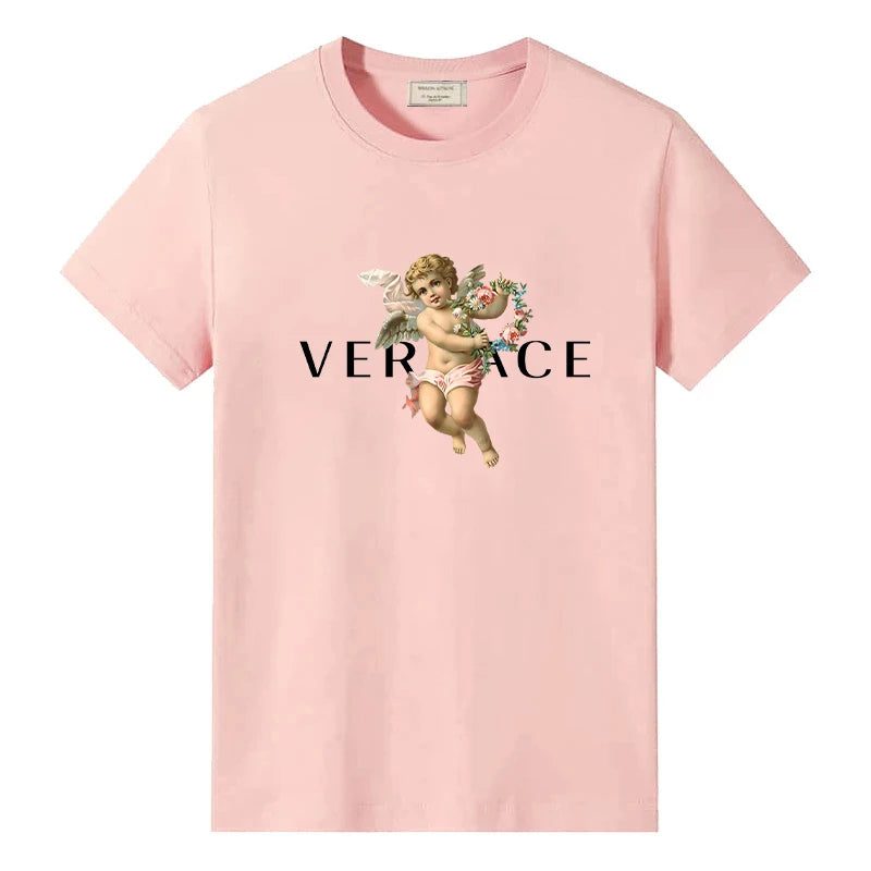 Men's Vintage Cotton T-Shirt with Angel Print