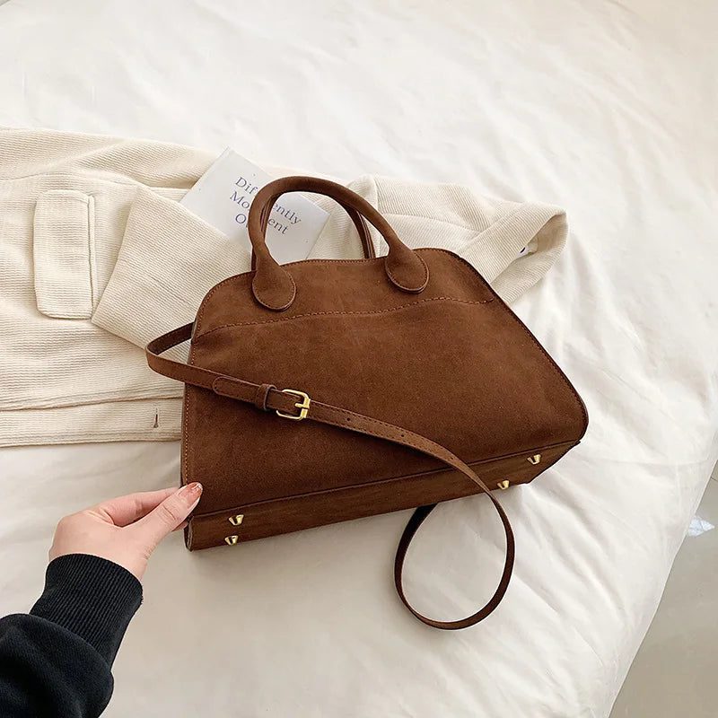 Vintage Suede Handbags: Large Capacity Luxury Bags