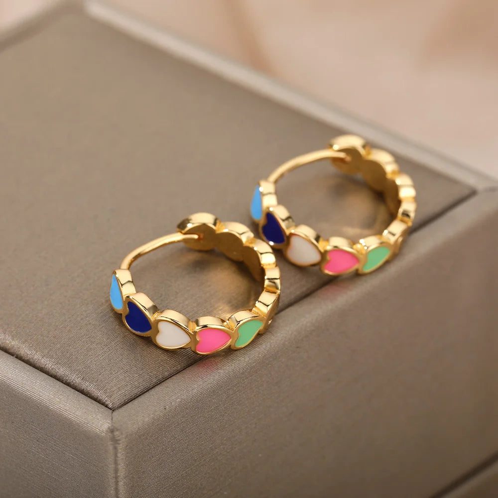 Waterproof Gold Heart Earrings for Women
