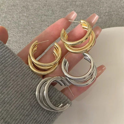 Vintage Stainless Steel Hoop Earrings for Women