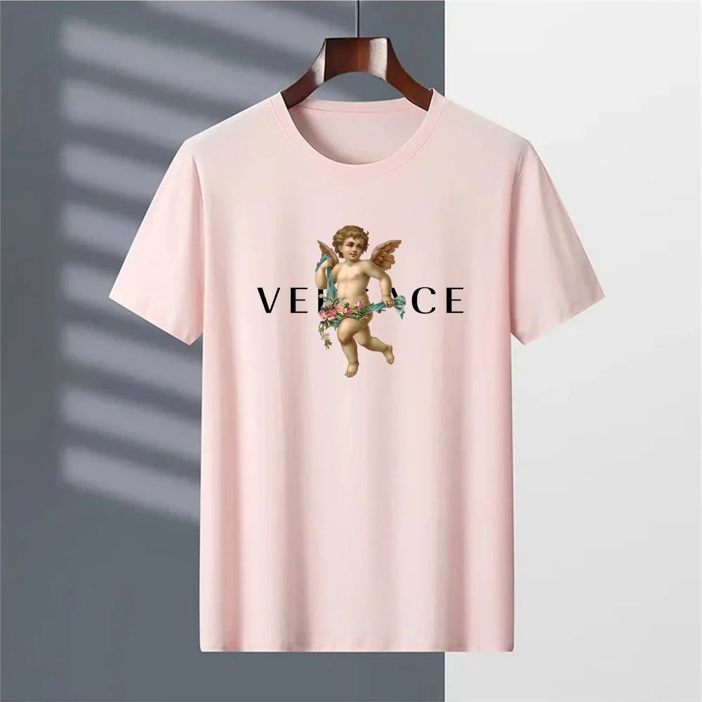 Men's Vintage Cotton T-Shirt with Angel Print