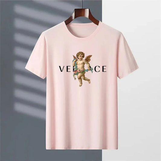 Men's Vintage Cotton T-Shirt with Angel Print