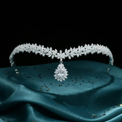 Elegant Silver Zircon Tiara for Brides