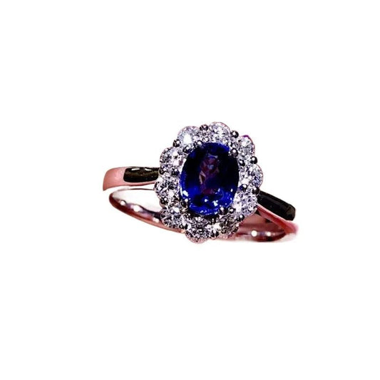 Elegant Sapphire Flower Ring for Women