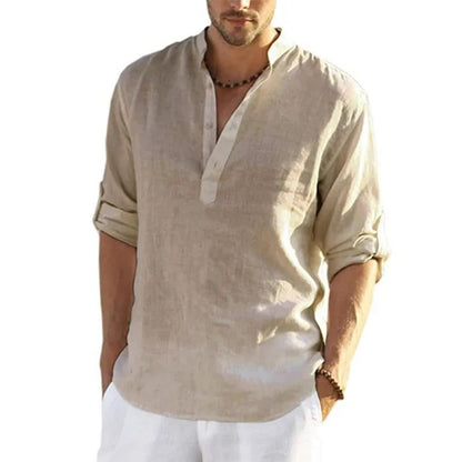 Men's Breathable Linen Long Sleeve Casual Shirt