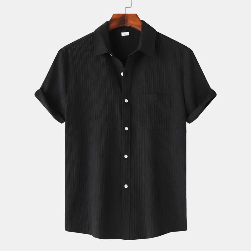 Men's Green Linen Short Sleeve Shirts