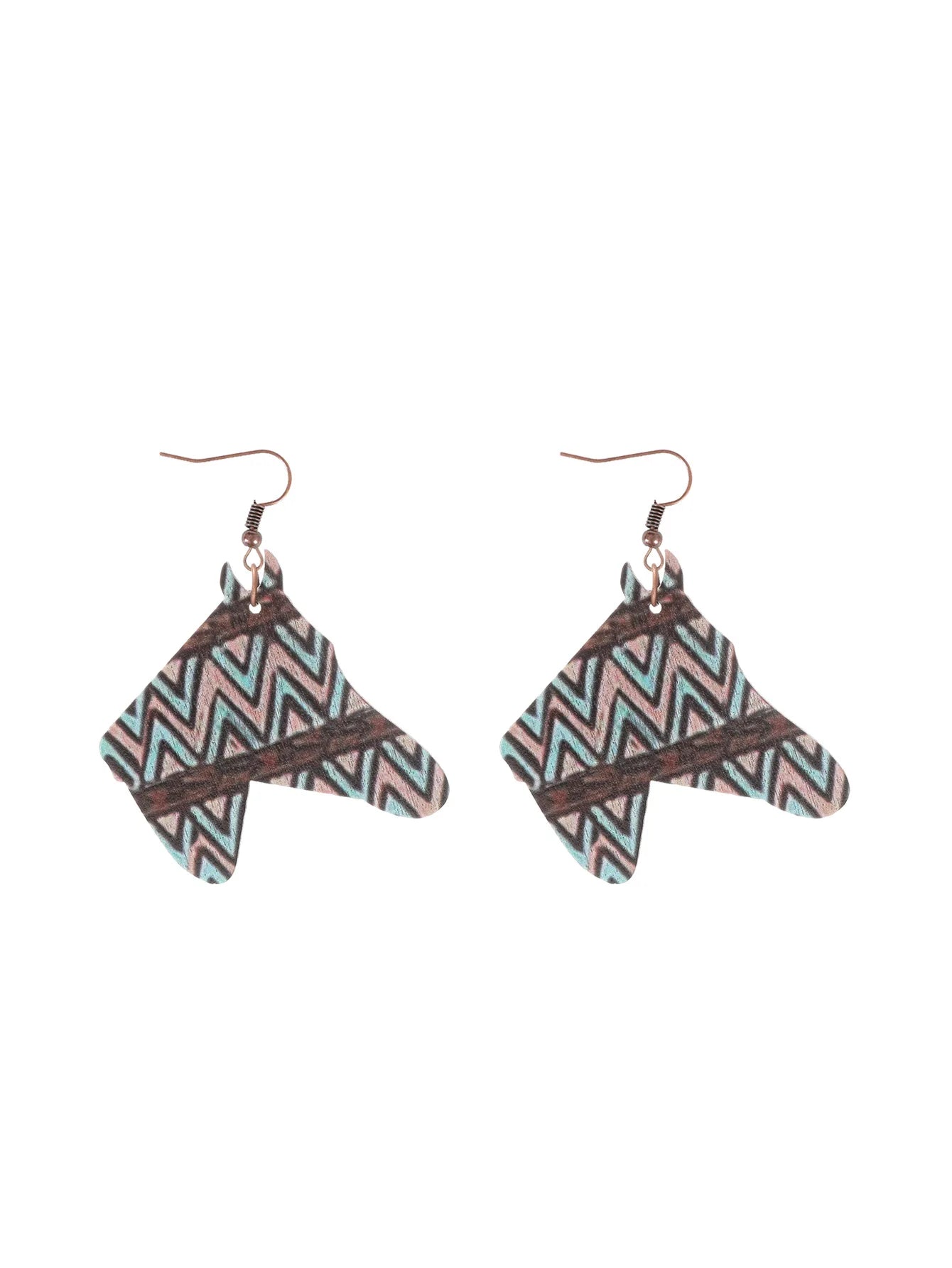 Western Cowboy Wooden Earrings with Cactus Design