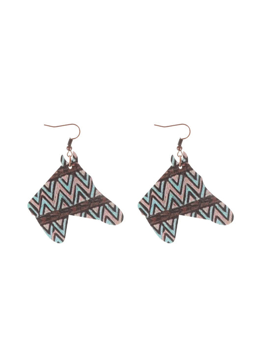 Western Cowboy Wooden Earrings with Cactus Design