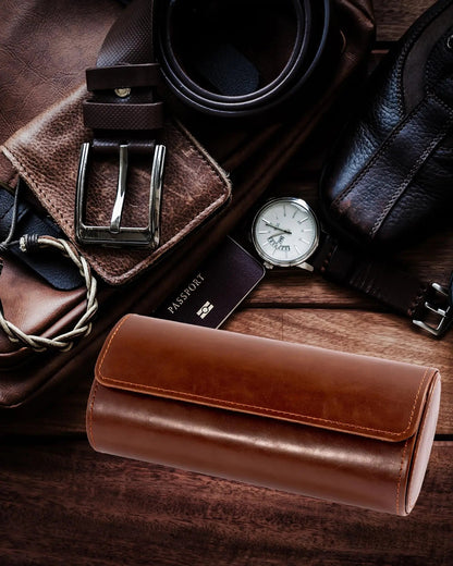 Classic Leather Watch Travel Case for Men