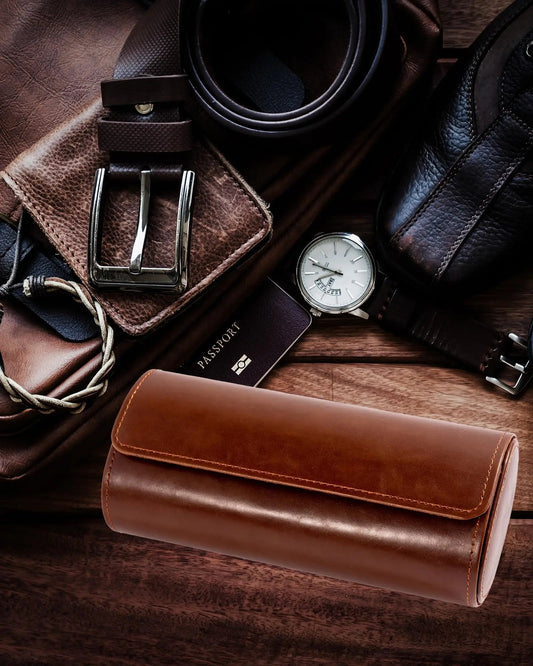 Classic Leather Watch Travel Case for Men