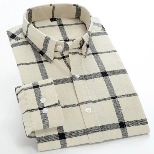 Men's Red Checkered Flannel Shirt Long Sleeve
