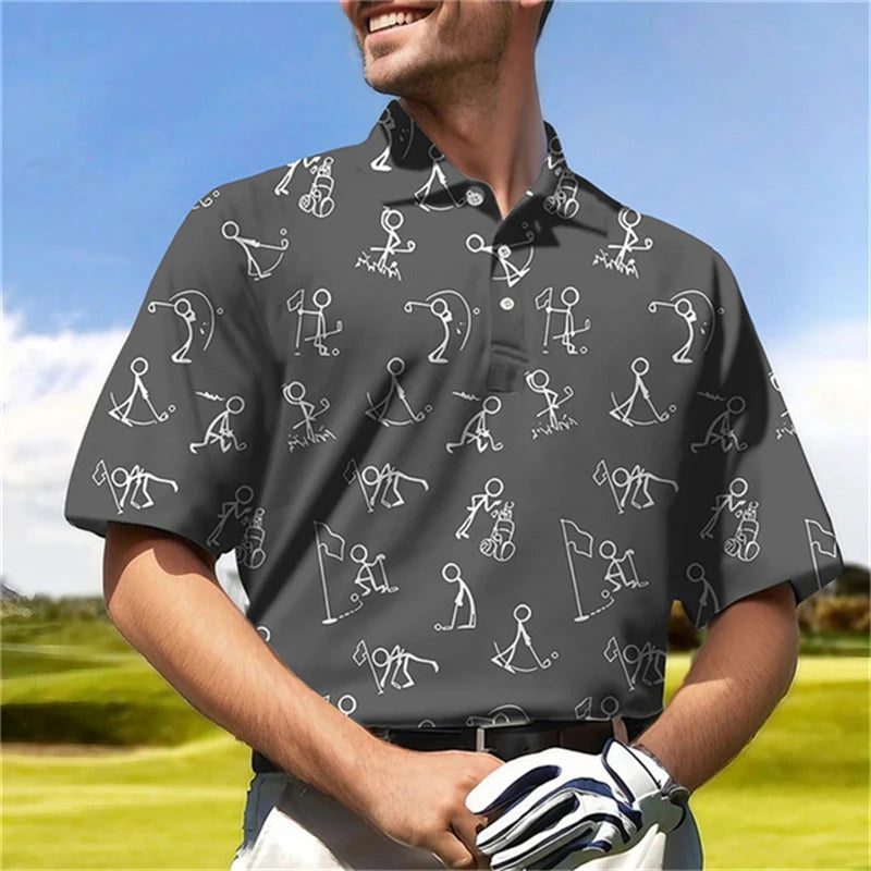 Men's Casual 3D Golf Polo Shirt