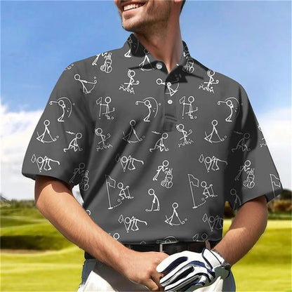 Men's Casual 3D Golf Polo Shirt