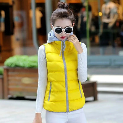 Women Lightweight Hooded Puffer Vest Jacket