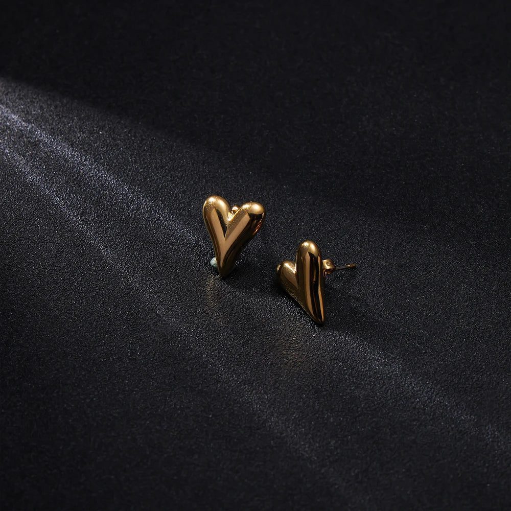 Chic Waterproof Heart Shaped Stud Earrings