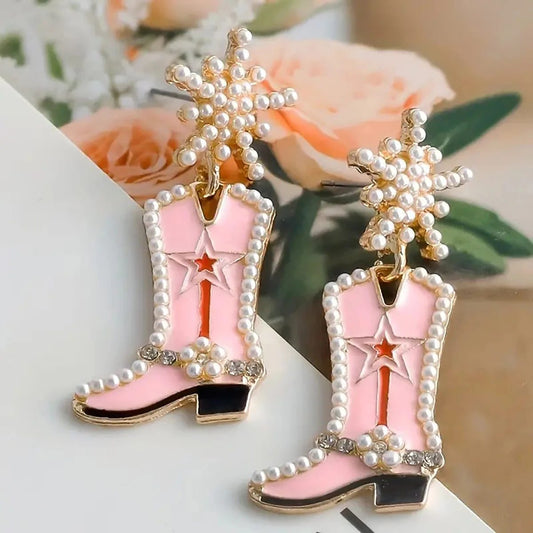 Handmade Western Cowgirl Snowflake Beaded Earrings