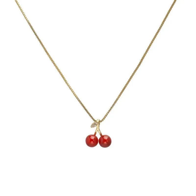 Vintage Stainless Steel Cherry Necklace for Women