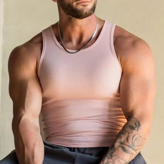 Men's Ribbed Sleeveless Tank Top for Summer