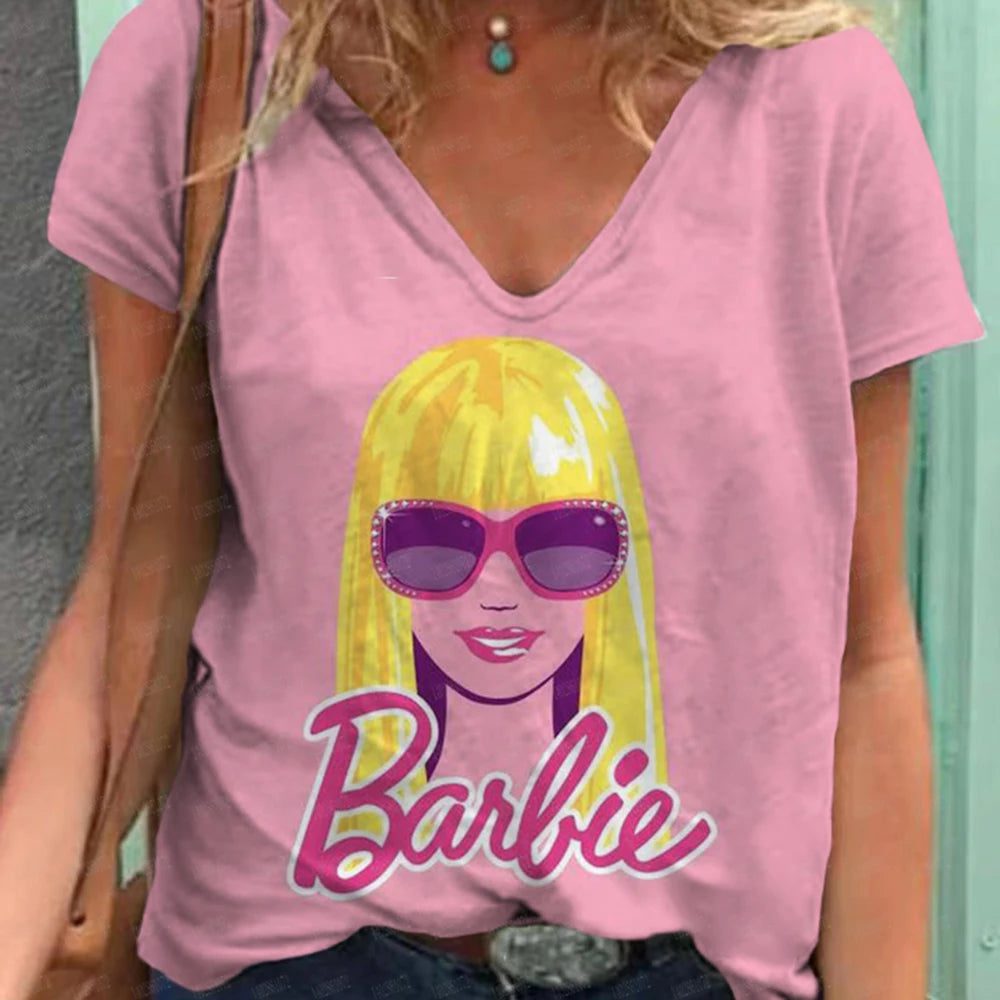 Retro Summer V-Neck T-Shirt for Women