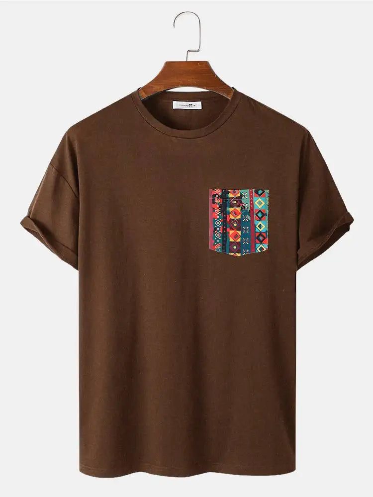 Colorful Men's Pocket T-Shirt Short Sleeve