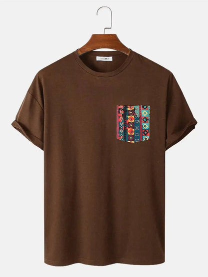 Colorful Men's Pocket T-Shirt Short Sleeve