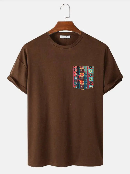Colorful Men's Pocket T-Shirt Short Sleeve