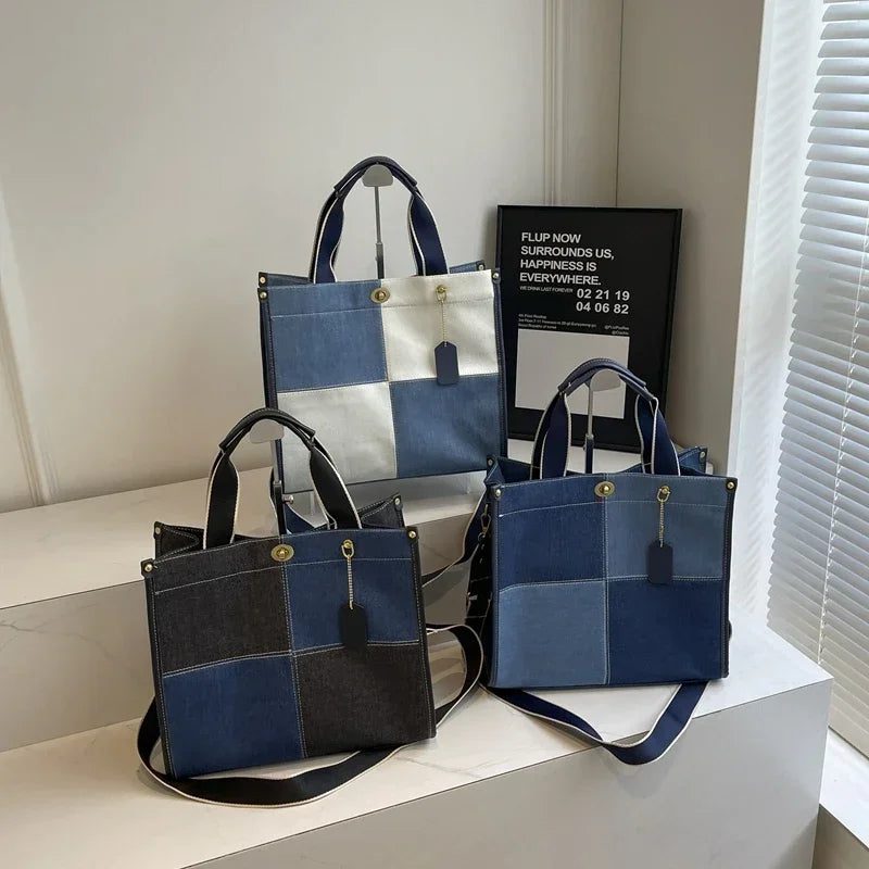 2024 Fashion Colorblock Denim Handbag for Women