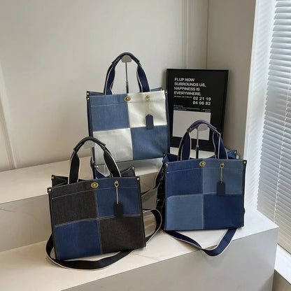 2024 Fashion Colorblock Denim Handbag for Women
